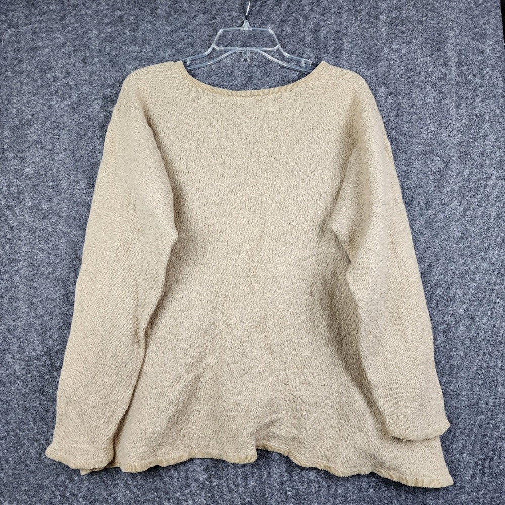 Venezia Jeans Sweater Womens 22-24 Tan‎ Wool Blend V-Neck Knit Side Slit Vintage